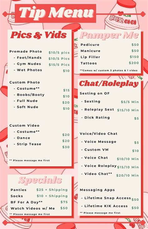 onlyfans menu prices|OnlyFans Pricing Guide